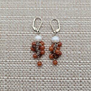 Sterling Silver Handmade Pearl And Carnelian Earrings A3904